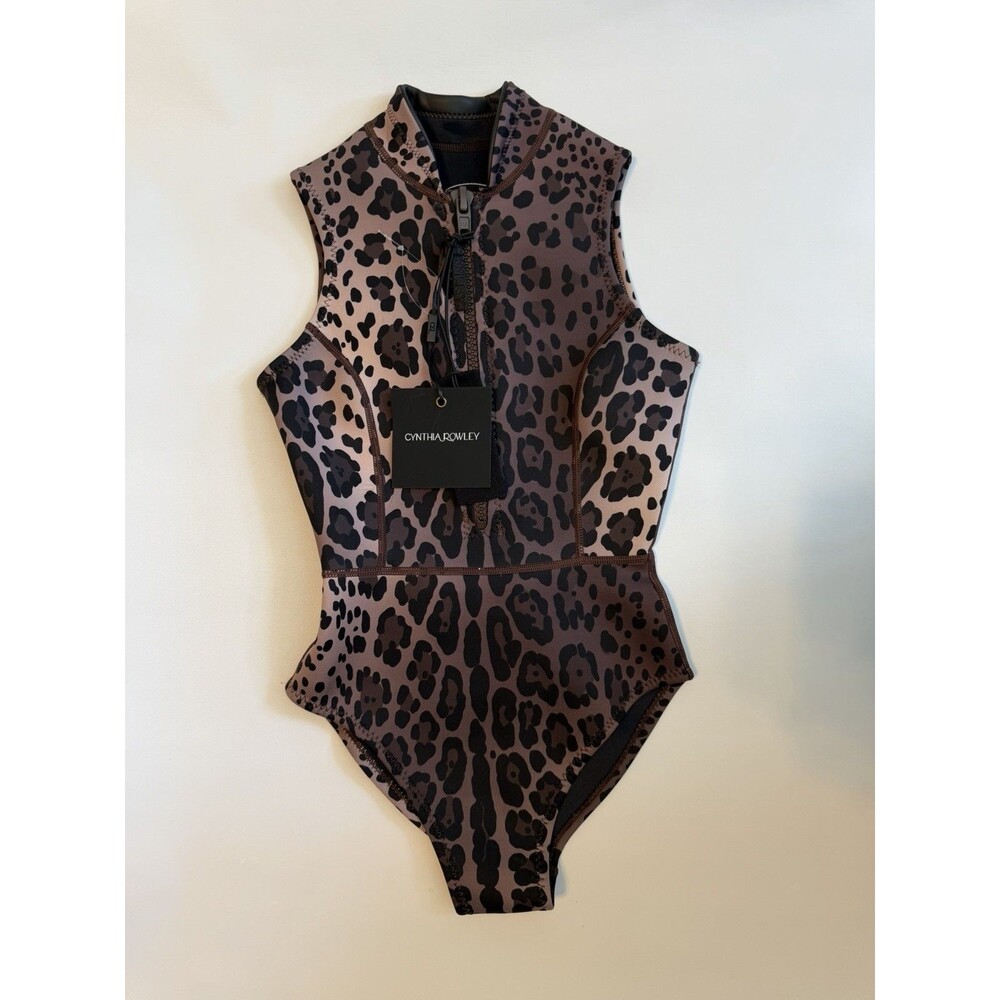 Cynthia Rowley Sleeveless Striped Byron Wetsuit Leopard New Women Sz XS
